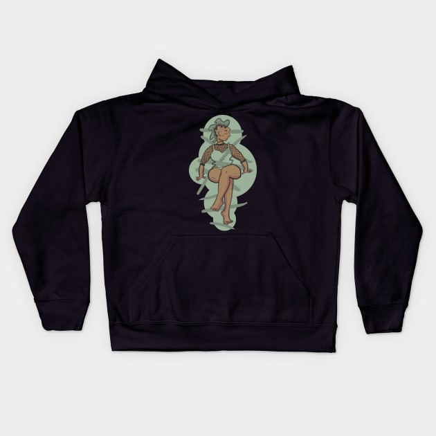 Seated in Green Kids Hoodie by Voxglove